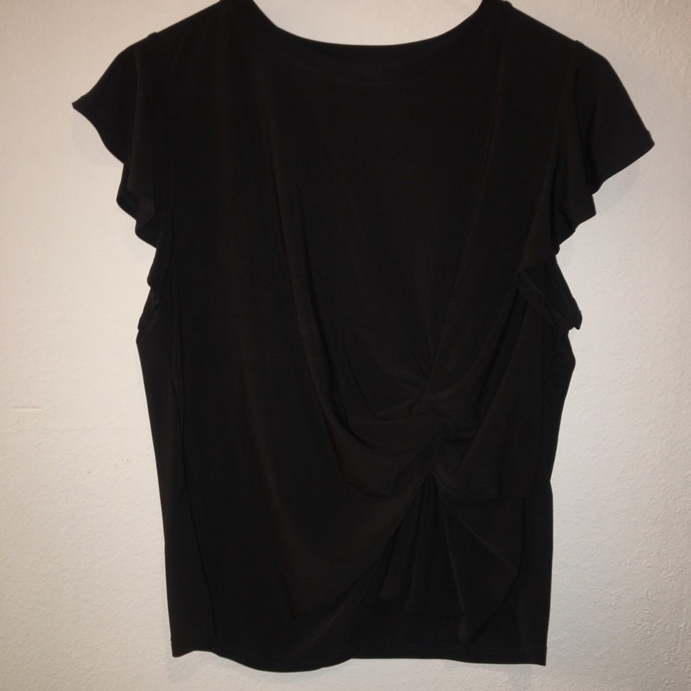 Black Shirt with Tied Detail